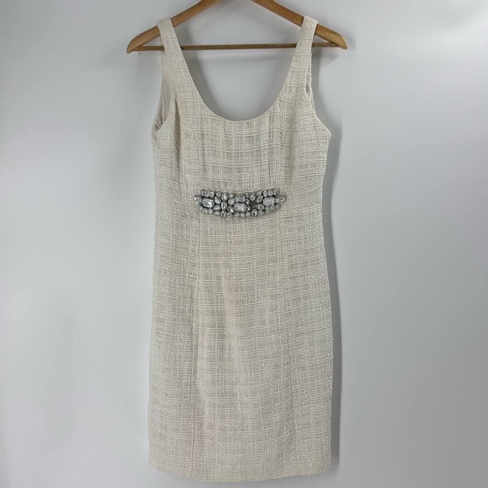 Boston Proper cream tweed boucle knit sheath dress classic - Picture 16 of 16